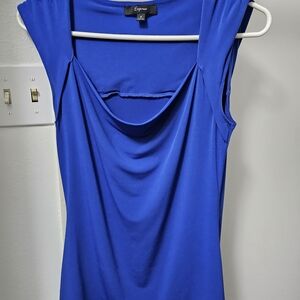 Vibrant Express Women's Royal Blue Cowl Neck Top